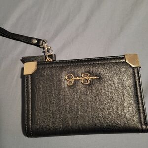 Jessica Simpson Black Wristlet with Gold Accents